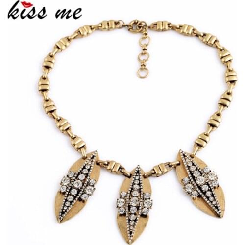 Antique Gold Color Choker Bijuterias Mujer Retro Jewelry Fashion Rhinestone Necklace