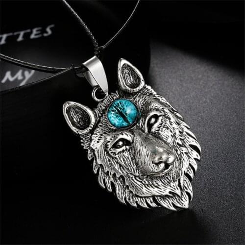 Fashion For Women Men Tibetan Silver Eye of Devil Wolf Pendant Necklace Power Norse Viking Amulet Animal Head Necklaces Jewelry