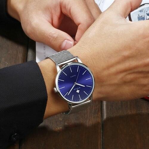 WWOOR Ultra thin Fashion Blue Men Wristwatch Top Brand Luxury Business Watches Man Waterproof Quartz Men Watch relogio masculino