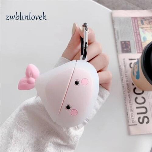 For airpod 1 2 case 3d cute cartoon onion soft silicone earphone cases for apple airpods pro case cover funda keyring