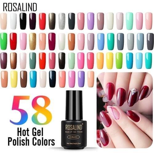 ROSALIND Gel Nail Polish Semi Permanent UV Gel Hybrid Vernis 7ML For Nail Primer Nail Polish Manicure Poly Varnish Base Top Coat