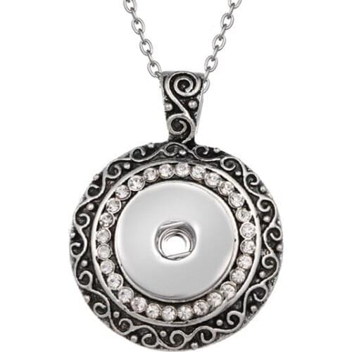 Hot sale XL0027 Rhinestone Vintage Pattern DIY beauty snap Pendant Necklace fit 18mm beauty snap buttons fashion snap jewelry