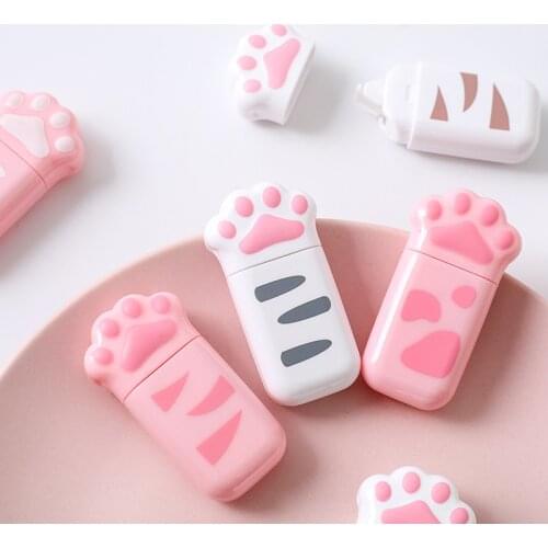 1pc Cat Claw Portable Correction Tape Kawaii White Out Corrector Promotional Gift Stationery Student Prize School Office Supply