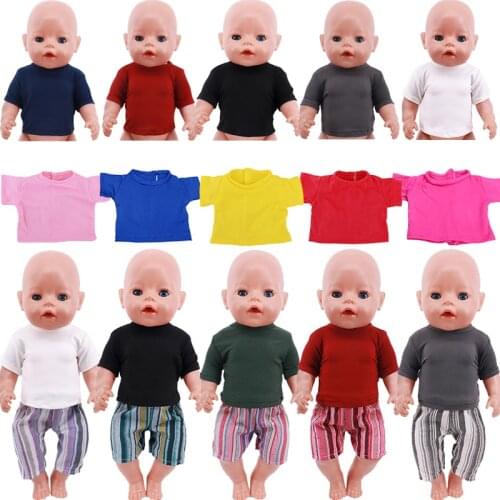 Reborn Baby Doll Handmade Multicolor T-shirts Shorts DIY Cartoon Pattern Doll Accessories For 43cm New Doll,Our Generation,Toys