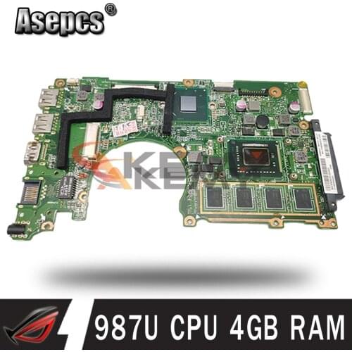 Akemy X202E laptop mainboard 987U CPU 4GB RAM For asus S200E X202EP X202EV X202E notebook motherboard mainboard tested full 100
