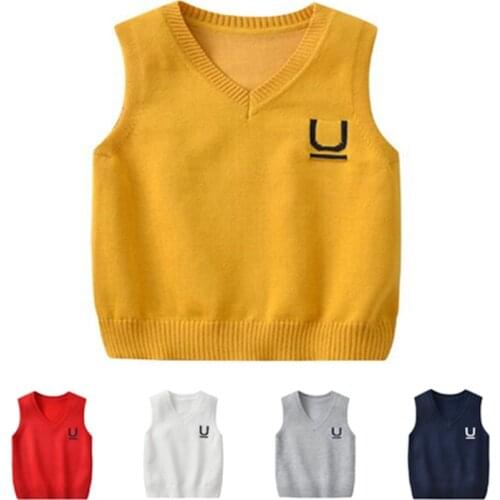 Baby Kids Lovely Cartoon Vest Sweaters Newborn Casual Knitted Waistcoat girls Boys Bear Knitwear Sleeveles Vests V-Neck