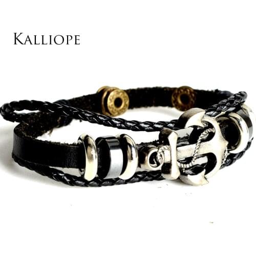 Fashion Circle Boat Bolt Leather Bracelet fashion trendy men jewelry birthday/christmas gift wholesale