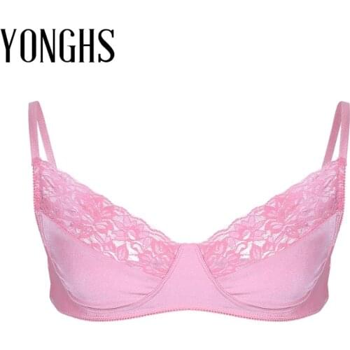 Mens Sissy Lingerie Bra for Sex Bralette Smooth Fabric and Lace Wire-free No Pads Hot Sexy Bra Top Gay Homme Exotic Sex Costume