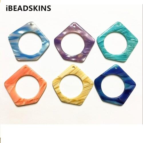 New arrival!37x35mm 50pcs/lot acetic acid imitate marble texture geometric-shape charms for earring/Jewelry DIY(As shown)