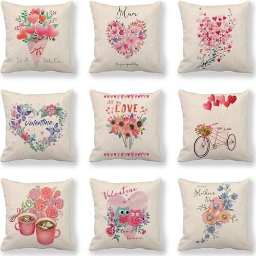 GZTZMY Pillow Cover Valentines Day Souvenir Cushion Cover Artificial Linen Cushion Covers 45*45cm Pillow Case Pillowcases