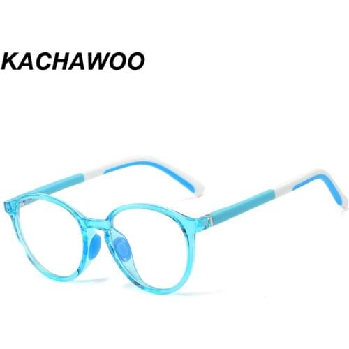 Kachawoo round glasses frame for children optical retro eyeglasses anti blue light green pink black students clear lens TR90