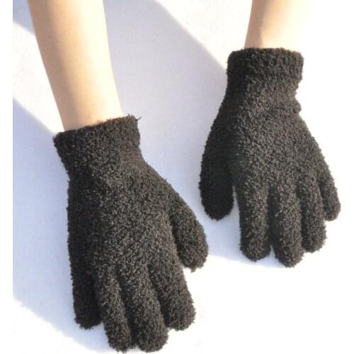 Hot Selling 2018 Women Winter Knitted Full Finger warm Gloves Girl Female Solid Woolen mittens pompon magic elastic gloves C48