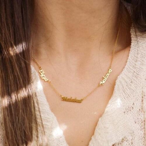 Popular Multiple Name Necklace Nameplate Pendant Necklaces Stainless Steel Custom Necklace Chain Collares Para Mujer Jewelry