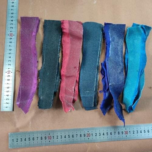 Black Red Genuine Stingray Natural Manta Ray Fish Skin Pieces for DIY Leather Craft Watch Belt Knife Handle Material 1.5mm