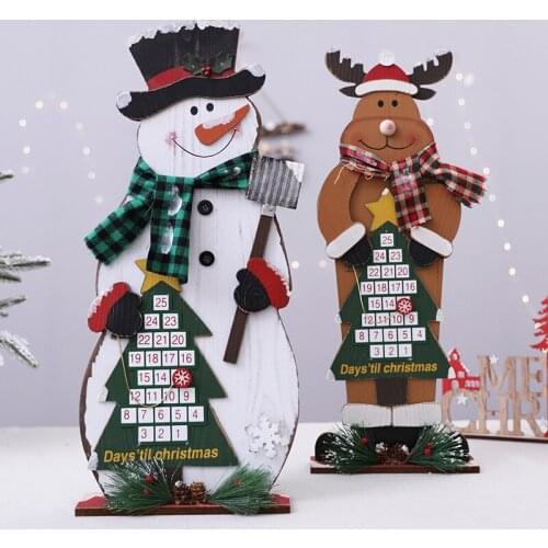 Christmas creative elk snowman wooden calendar decoration shopping mall window desktop decoration scene dress up props