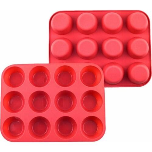 12 Silicone Mold Muffin Pudding Mould Bakeware Round Cup Cake Pan Baking Tray kitchen accesseries useful baking Tool