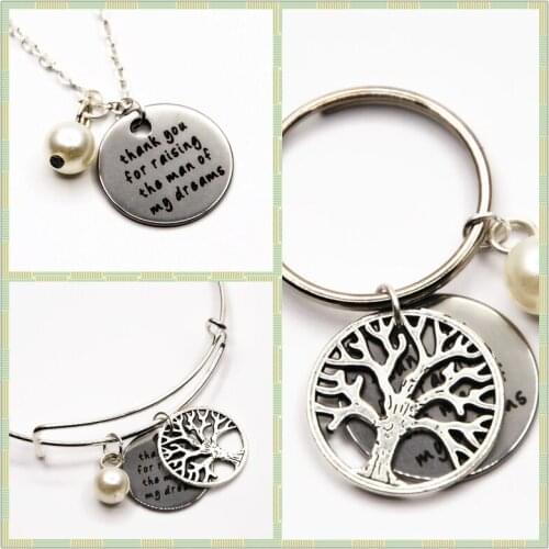 Thank you for raising the man of my dreams necklaces bangles keychain wedding gift groom mom mother in law
