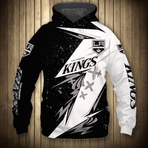 Black white stitching geometric flower print sweatshirt Los Angeles mens casual Kings hoodie