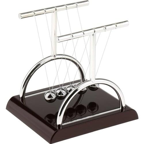 T-Shaped Newtons' Cradle Balance Balls Physics Science Toy Desk Gadget Toy 5.31'' - Wine Red Plastic Base