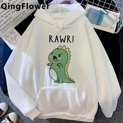 Kawaii Dinosaur Harajuku Ullzang Cute Anime Hoodie Women Funny Cartoon Aesthetic Sweatshirt Streetwear 90s Graphic Hoody Female