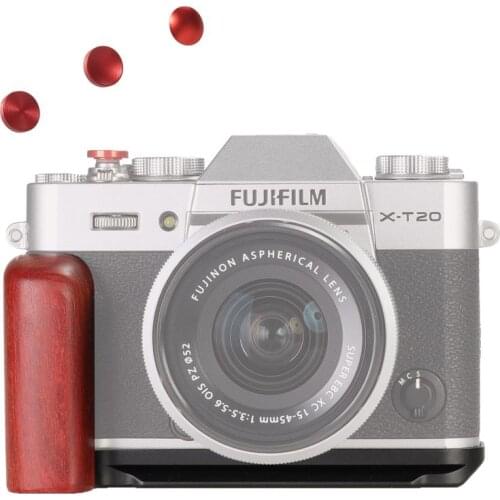 WEPOTO Fujifilm X-T10 X-T20 X-T30 Hand Grip Metal Red Danish Wood GP-XT20
