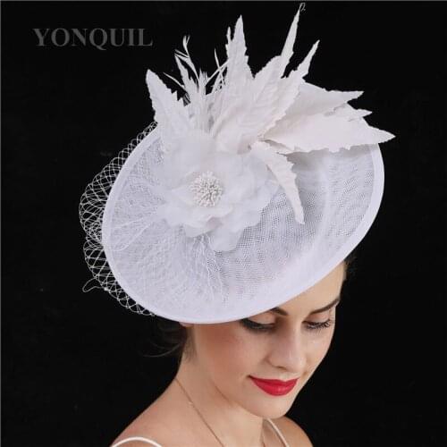 White Black Flower Nice Party Fascinator Ladies Hat Wedding Women Headwear Mesh Millinery Cap Veils Hair Accessories Leaf Decor