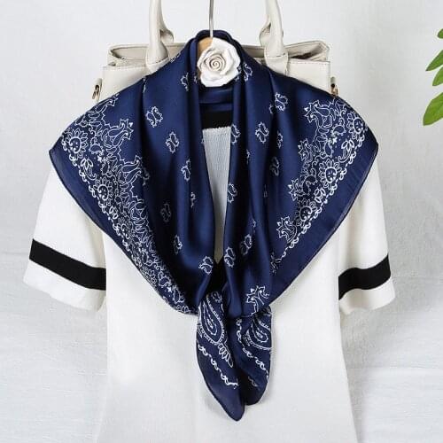 Fashion Paisley Print Kerchief Women Hair Scarf Silk Headband Bandana Head Scarves Female 70*70cm Square Hijab Scarfs For Ladies
