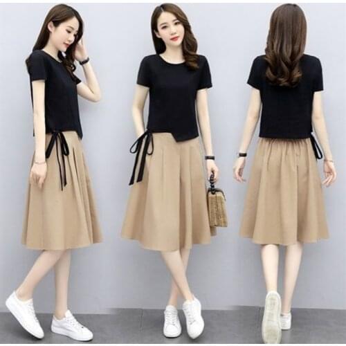 Crop Top And Short Skirt Suits 2021 New Summer Two Piece Set Women Fashion Foreign Casual Style Loose Dress Ladies Party Outfits