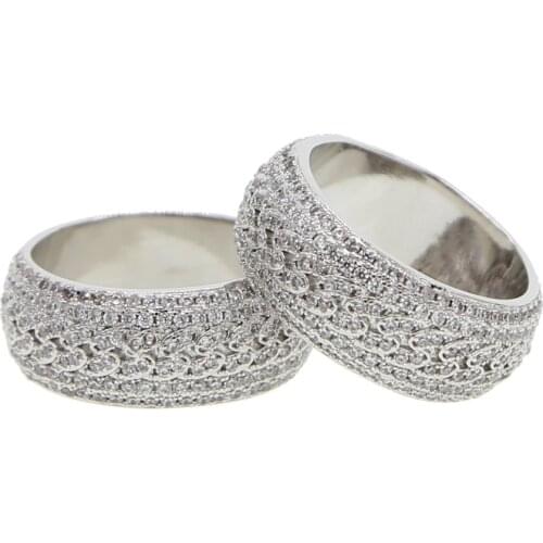 Classic Wide band wedding ring cuban chain shape finer ring for women lady high quality full cz micro paved engagement rings