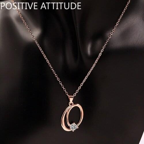 Korea Letter Multicolor Rose Gold CZ Female Pendant Necklace O Word Chain Prom Party Valentines Day Gift bijoux