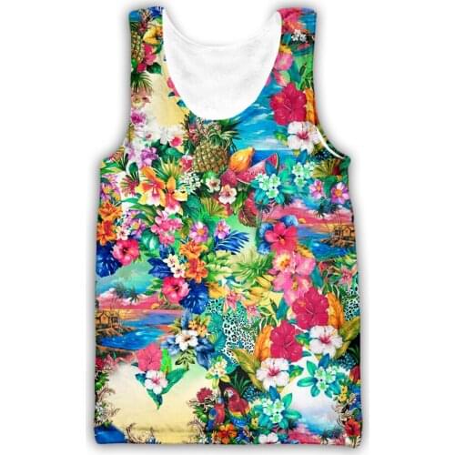 Summer Mens Vest Oil Painting Flowers 3D Printing Harajuku Vest Unisex Fashion Street Casual Sleeveless Top
