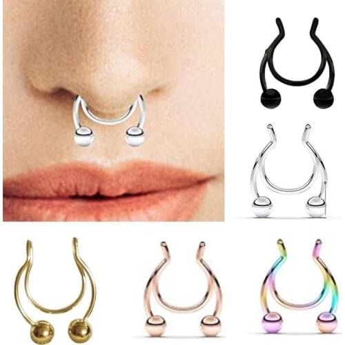 1pc Nose Ring New Nose Clip Medical Steel Hot Nasal False Septum Ring Sale Piercing Nose Jewelry A8L8