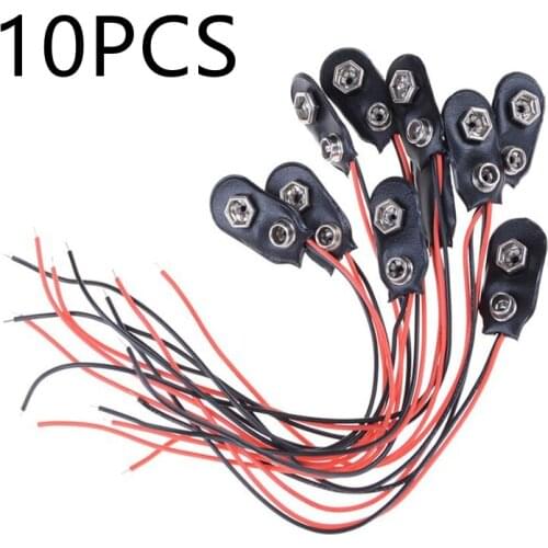 10PCS 9V Battery Clips Softshell Battery Buckle Adapter Snap Connector Leads Wires Holder 15cm Cable Power Cord Electronic Parts