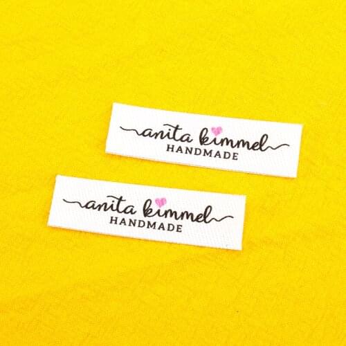112 Custom Iron Labels, Personalized Brand, Logo or Text, Custom Design, Organic Cotton Fabric Name Label (TB0051)