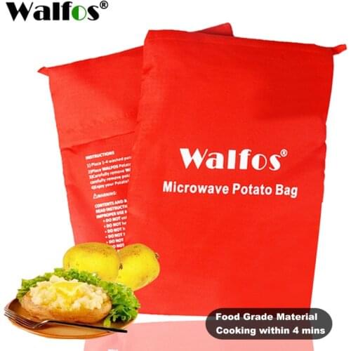 WALFOS 1PC Washable Microwave Potato Bag For Oven Quick Fast (Cooks 4 Potatoes At Once) Steam Pocket In 4 Minutes Easy Cooking