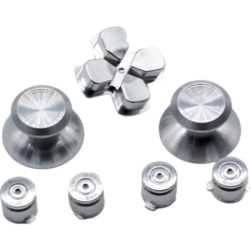 For PS4 Aluminium Metal D PAD Analogue Bullet Buttons For PS 4 Controller Thumbsticks Replacement Chrome