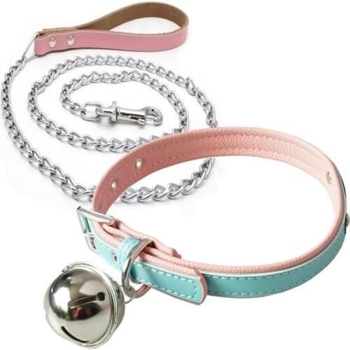 BDSM Bondage Leather Collar With Chain Leash Adult Games Slave Restraints Neck Collar Fetish Sex Toys For Couples Sex Tools