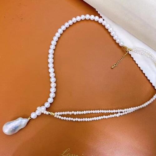 Free shipping hot sell lady adjustable length natural real pearl from oyster long sweater necklace jewelry women fashion gift