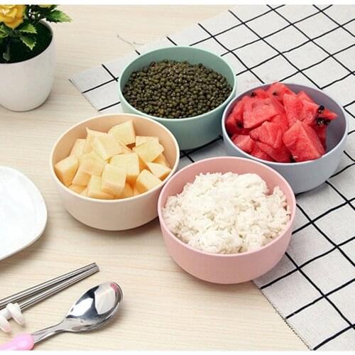 Wheat Straw Anti-Fall Bowl Dinner Bowl Bamboo Fiber Divided Dining Bowl Cartoon Snack Tray Breakfast Dishes Kitchen Tableware
