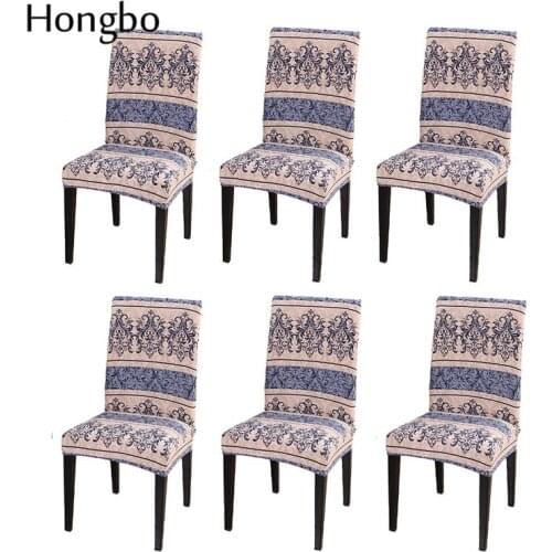 Hongbo 2/4/6 Pcs Cartoon Foral Printing Stretch Chair Cover Big Elastic Seat Chair Covers Painting Slipcovers Restaurant Banquet