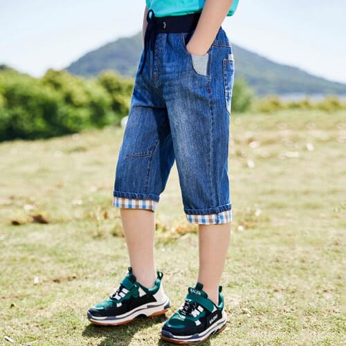 Kids Boys Denim Shorts Summer Fashion Children Clothing Causal Solid Jeans Shorts For Teen Boys 110-160 Cm Dwq732