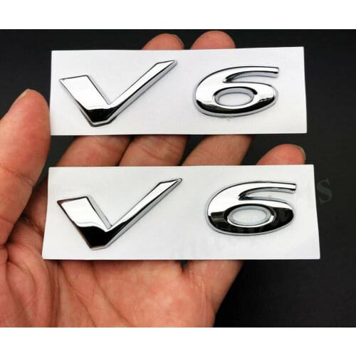 2pcs 3D V6 Car Trunk Emblem Badge Decal Sticker AWD 3.0 5.0 R S Sport Type 25t