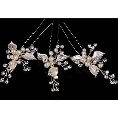 SLBRIDAL New Arrival Classic Vintage Pearls Rhinestones Crystals Flower Wedding Hair Pin Bridal Hair Stickers Hair Accessories