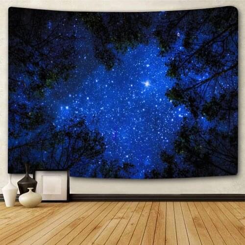 Forest night starry sky home decoration art tapestry hippie bohemian decoration bedroom background cloth tapestry sheets