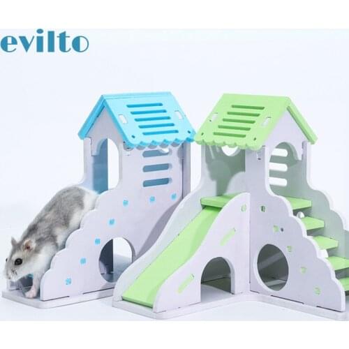Hamster Toy DIY Wood Plastic Board Hamster Hideout House Non-Toxic Double Layer Small Pet Chinchilla Guinea Pet Supplies