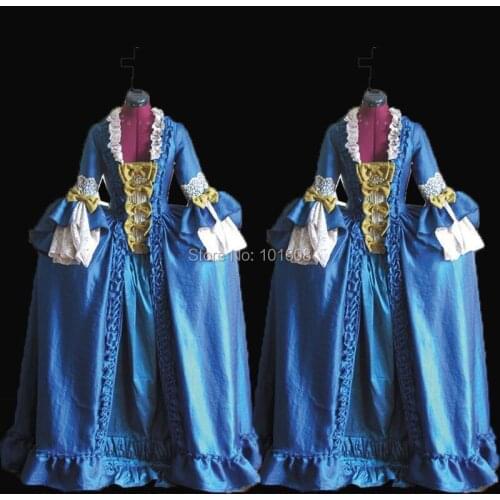 Tailored!Royal Eras Blue Taffeta Duchess 18th Gothic Theater medieval Renaissance Reenactment DRESS Victorian dresses HL-342