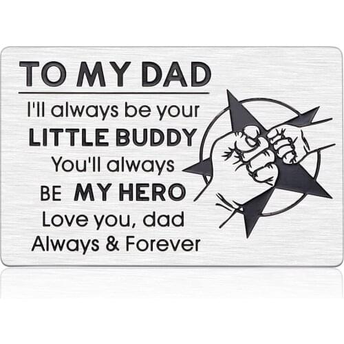 To My Dad Engraved Wallet Insert Card,I Will Always Be Your Little Buddy Dad I Love You, Fathers Day Gift DIY Wholesale