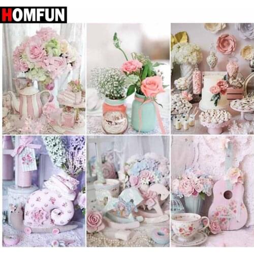 HOMFUN Square/Round Drill 5D DIY Diamond Painting "Vase flowers" Embroidery Cross Stitch Full Rhinestone Decor