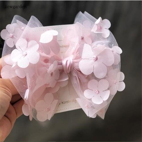 Kewgarden 14cm Three-dimensional Flowers Voile Ribbon Handmade Tape DIY Bow Hair Accessories Riband Wholesale 5 Meters