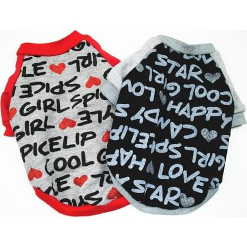 Cartoon Letter Dog Pet Clothes Summer Dog Jacket Coat Dog Clothing T-shirt for Small Medium Dogs Puppy Outfit